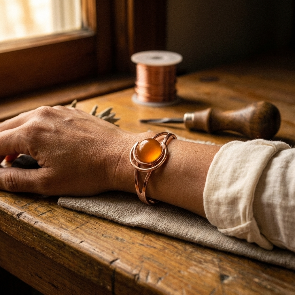 Sphäre Orange – Kupferarmband